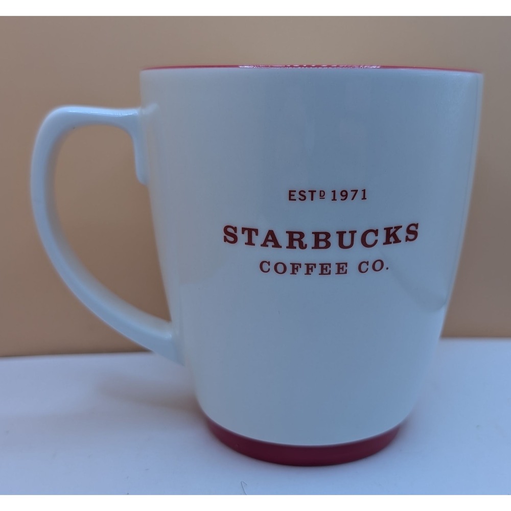Starbucks Coffee Co ESTD 1971 White Red Ceramic Mug 18 oz 2008 Collection